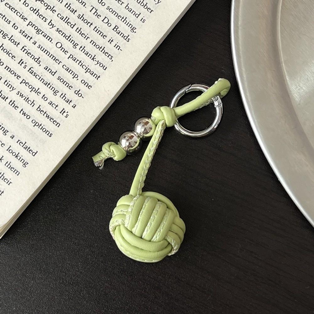 

Weave Balls Pu Leather Bag Pendant Creative Cherry Keyring Lovely Star Keychain Gift Green Ball