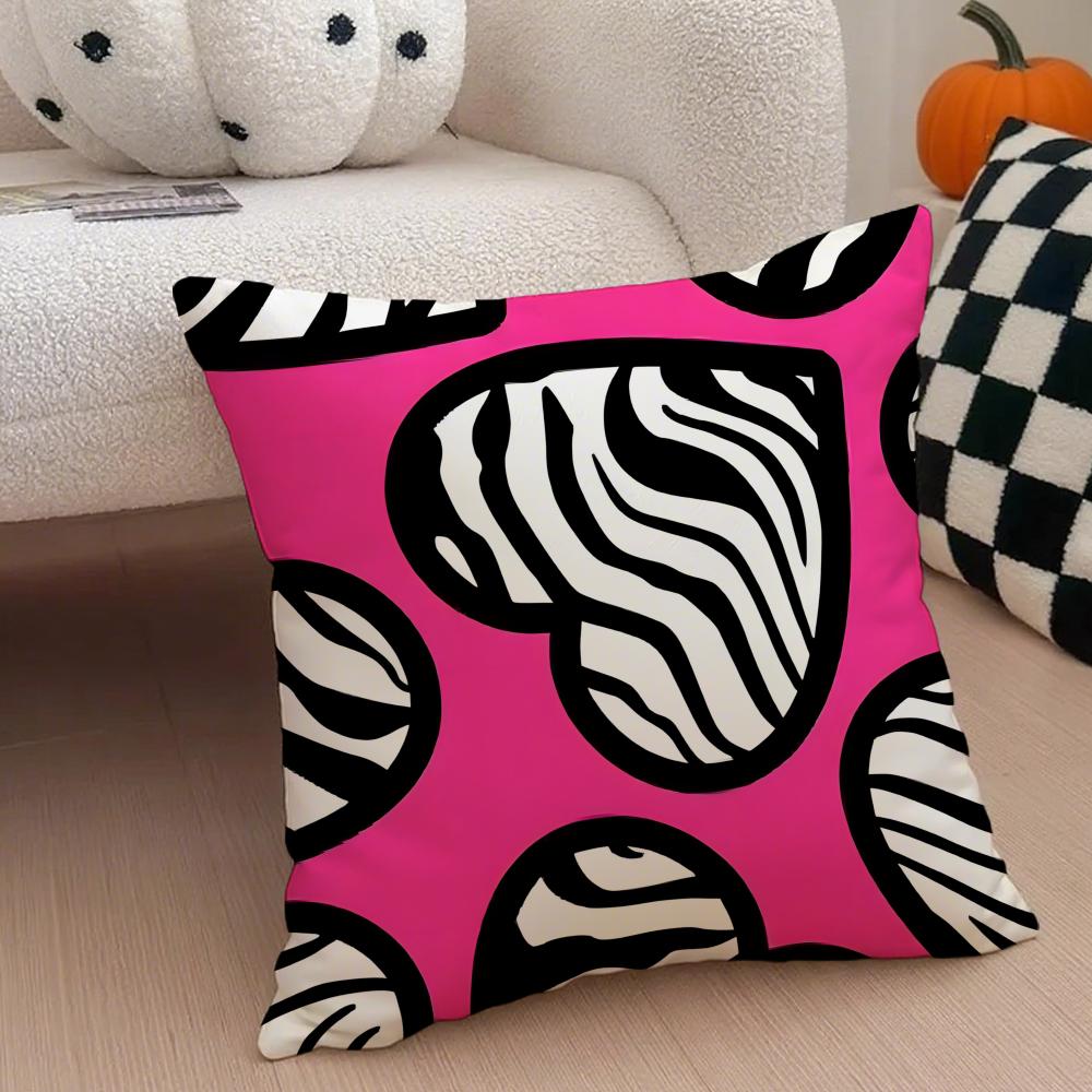 L-Leopard Print Hearts Pillow Trendy Cushion Cover Throw Pillow Cover Hidden Button Durable Polyester Chair Cushion