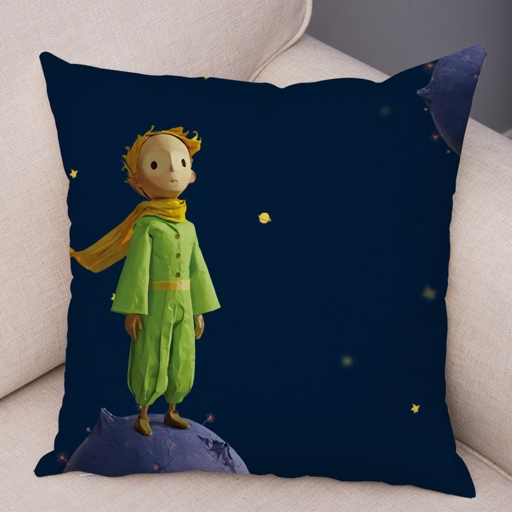 Little Prince Cushion Cover Decor France Anime Cartoon Print Pillow Case for Sofa Home Children Room Soft Plush Throw Pillowcase