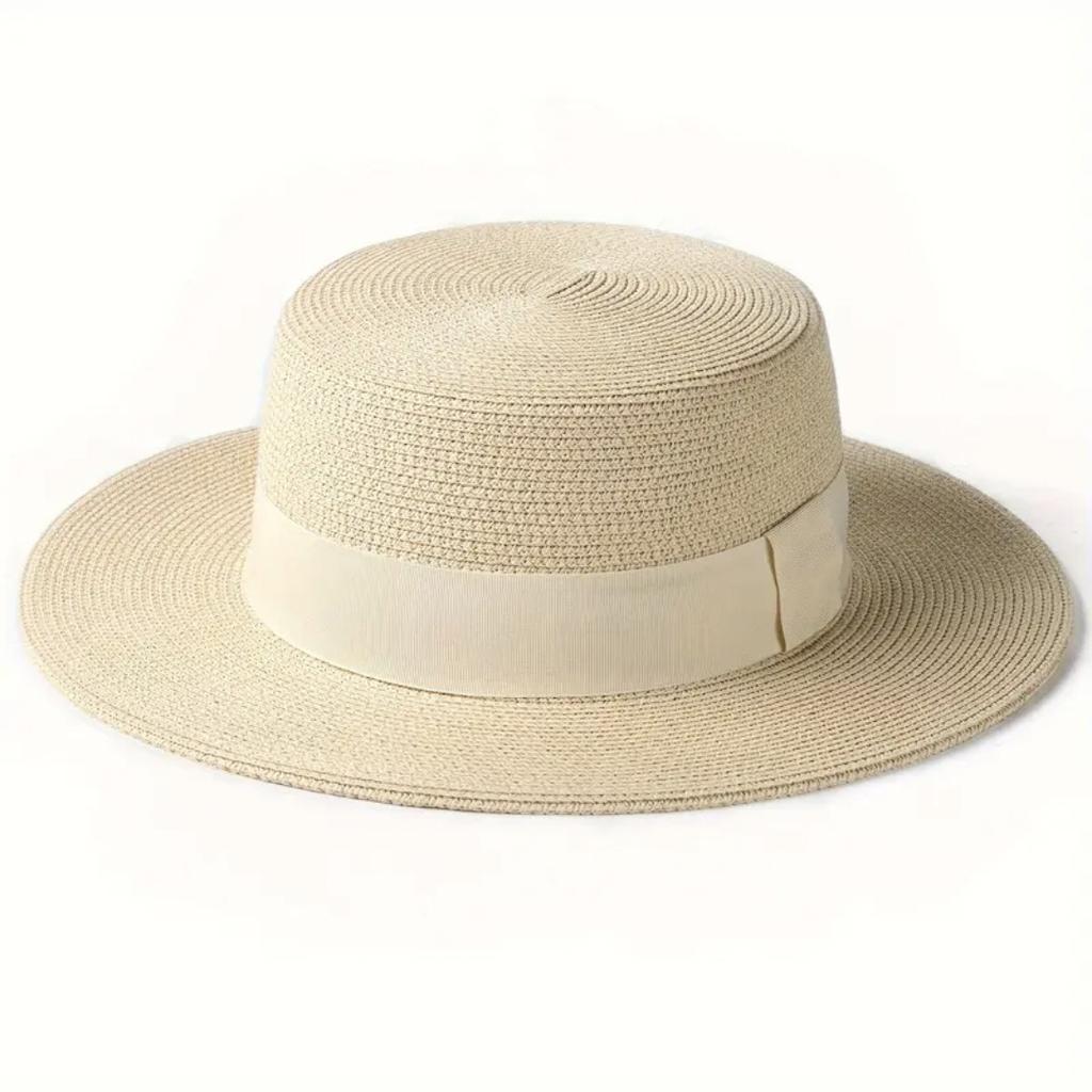 Nowy francuski płaski kapelusz słomkowy z dużą obwodem głowy, damski letni kapelusz plażowy top hat, duży rozmiar, powiększony kapelusz przeciwsłoneczny