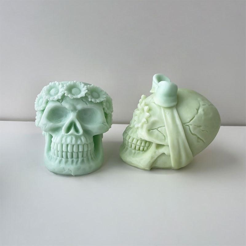 3D Skull Candle Silicone Mold DIY Halloween Decorative Soap Plaster Resin Molds