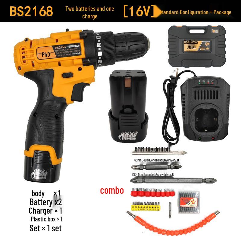 12-16V Wireless Handheld Electric Drill & Screwdriver with Lithium Battery