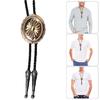 Western Cowboy Vintage Metal Flower Bolo Tie Adjustable Braided Rope Necktie Feathered Pendant Charm Jewelry Necklace