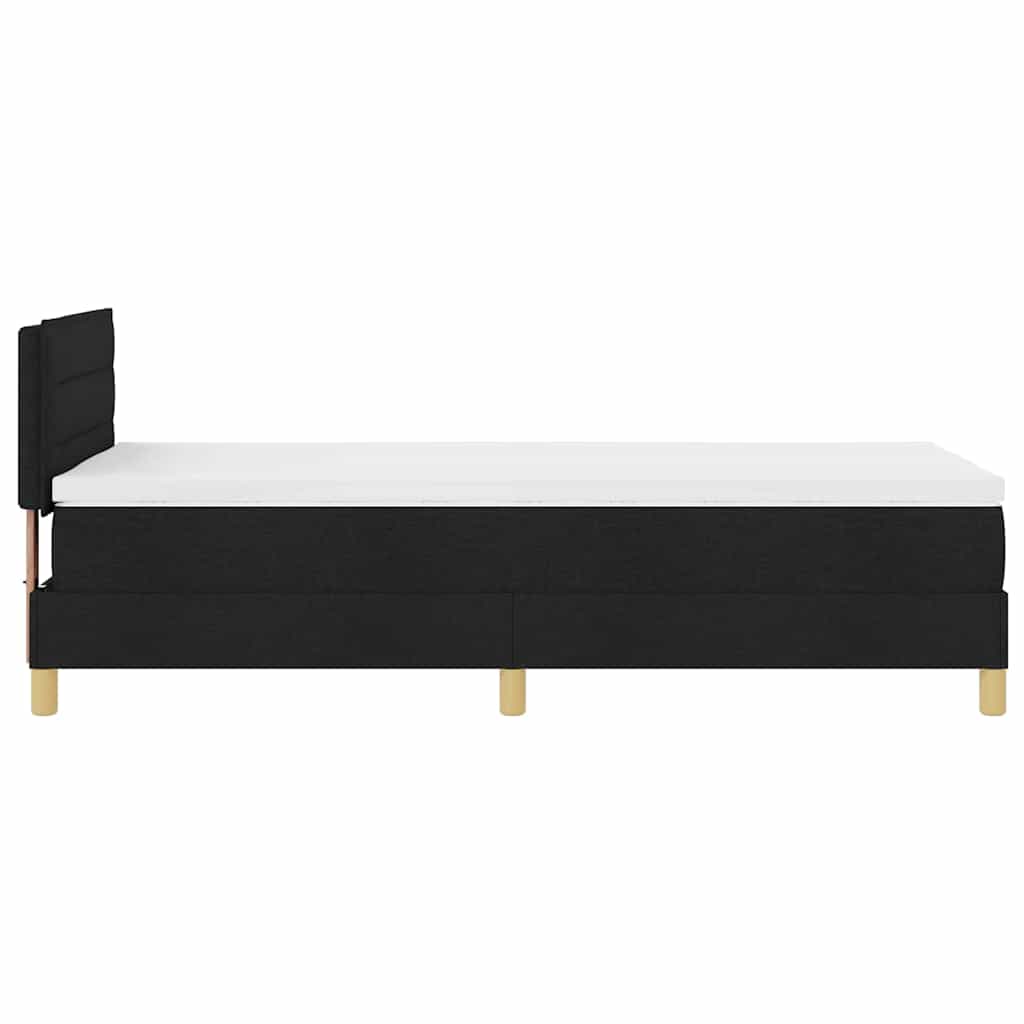 LED Box Spring Bed with Headboard Black 90 x 190 cm Fabric