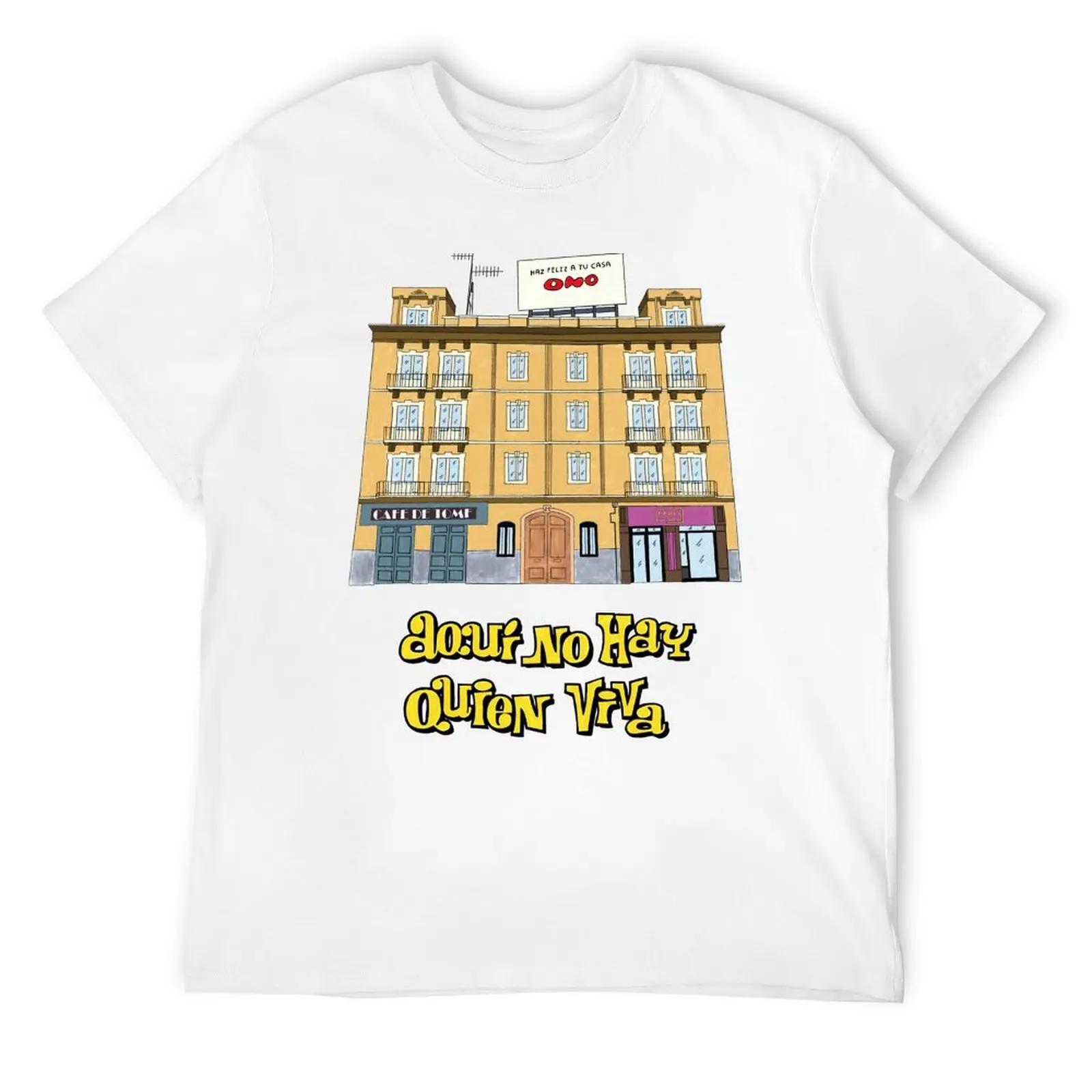 Aqui no hay que viva edificio T-Shirt oversizeds summer clothes shirts graphic tee mens fashion S