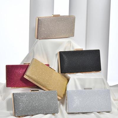 Minimalist Glitter Clip-On Crossbody Clutch for Parties & Weddings