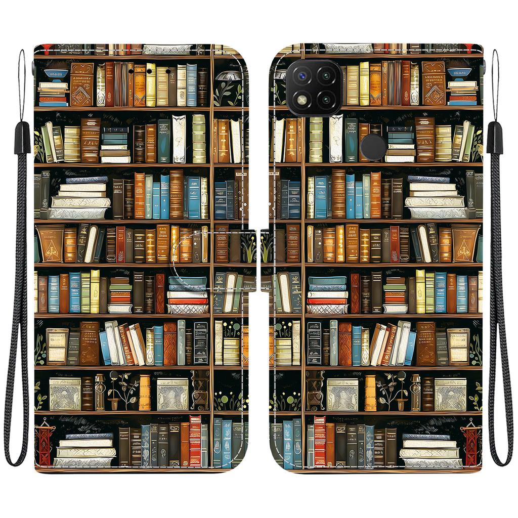 Handgefertigte PU-Leder-Klapphülle für Redmi 9C / Redmi 9 Activ / Xiaomi Poco C31 Rutschfeste Stoßfeste Hülle mit Handschlaufe & Herz/Rose Katze Designs