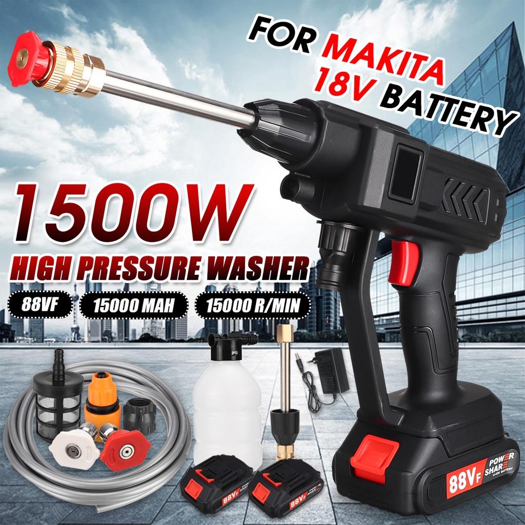 1500W 60 Bar Cordless High Pressure Car Washer Rechargeable Car Electric Water Gun Foam Machine for 18V Battery