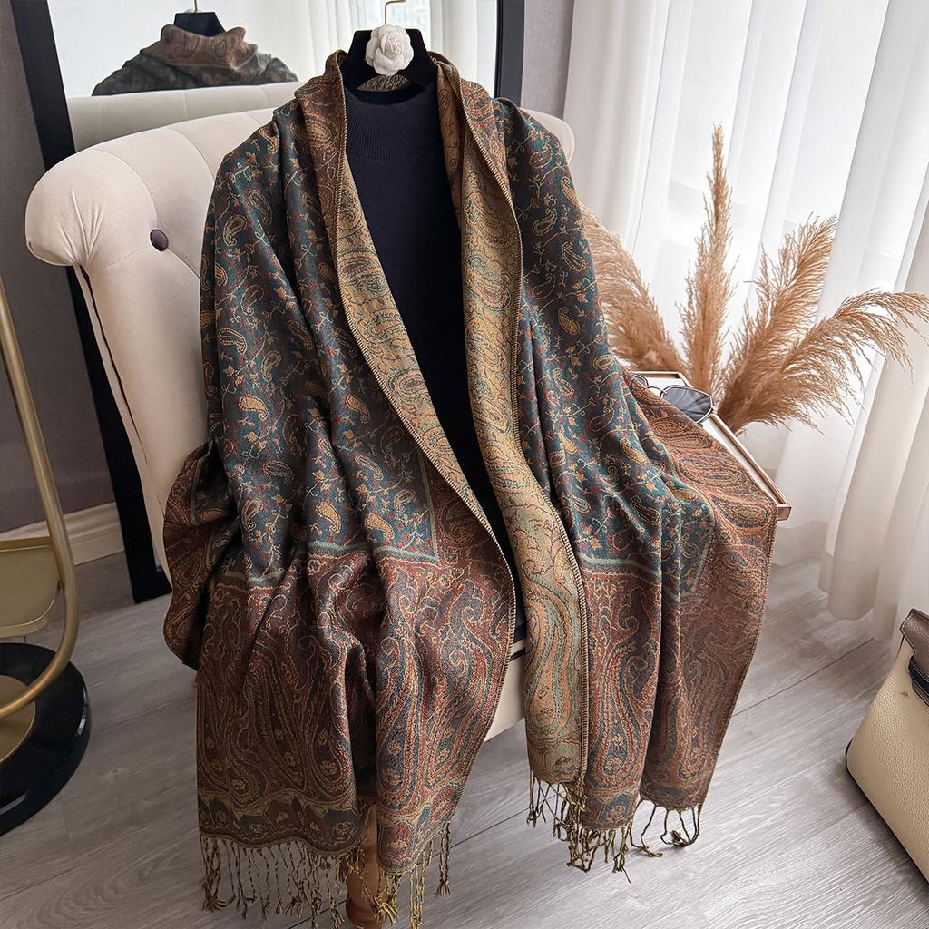 Imitation Cashmere Shawl Classic Ethnic Style Versatile Jacquard Cashew Fringed Scarf Long Scarf