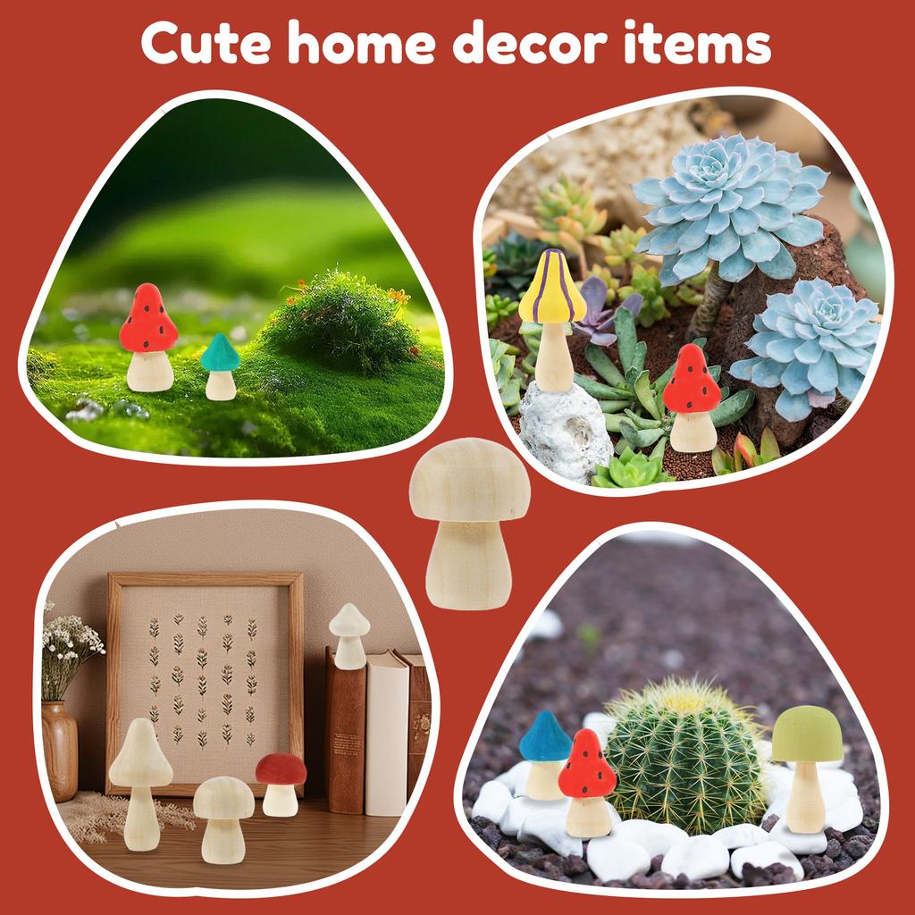 30/40pcs Unfinished Wooden Mushroom Natural Mini Wood Mushrooms for Arts and Crafts Paint DIY Projects Kids Christmas Gift