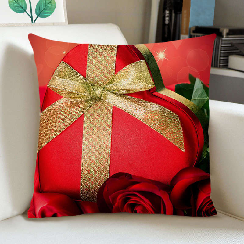 Greeting Card European Bow Gift Peach Skin Valentine's Day Pillow Case Pillow Car Sofa Cushion Cushion