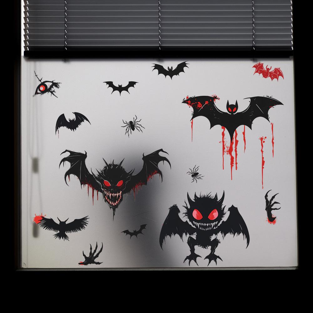 Halloween Cartoon Pumpkin Bat Home Glass Window Atmosphere Decoration Window Stickers