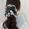 Korean Blue Mesh Large Intestine Hair Band Fresh Simple and Gentle Flower Ponytail Tie High-end Hair New In Accessory Vintage