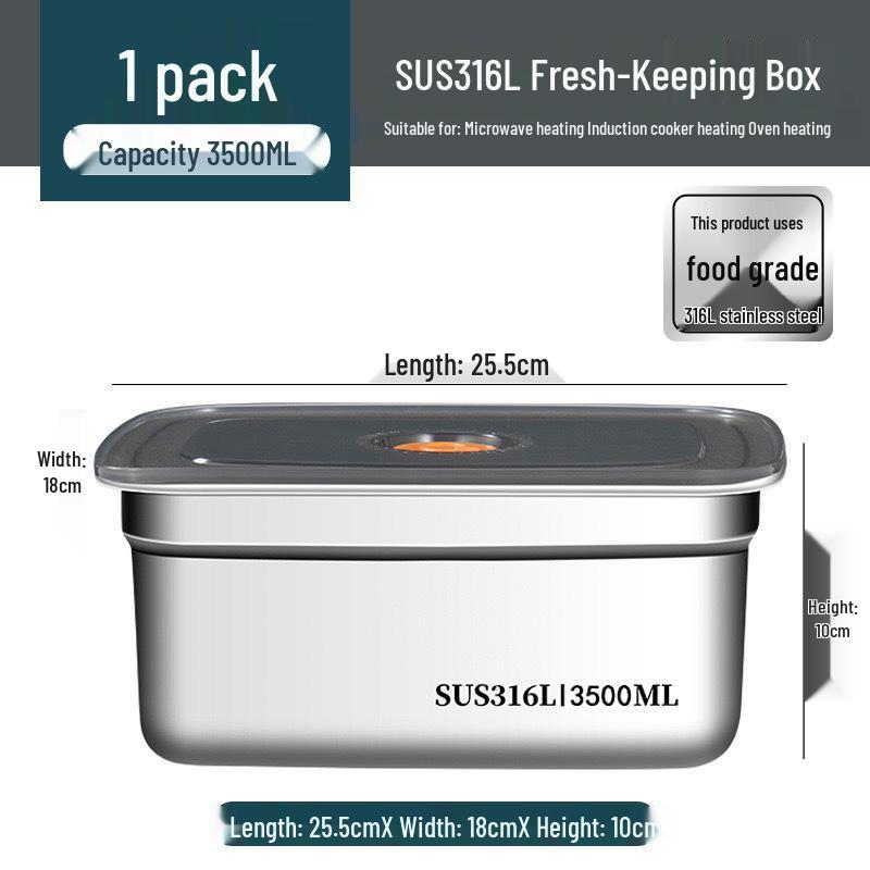 316 Stainless Steel Food Storage Box: Portable, Sealed, and Ideal for Refrigerator Cold Storage.