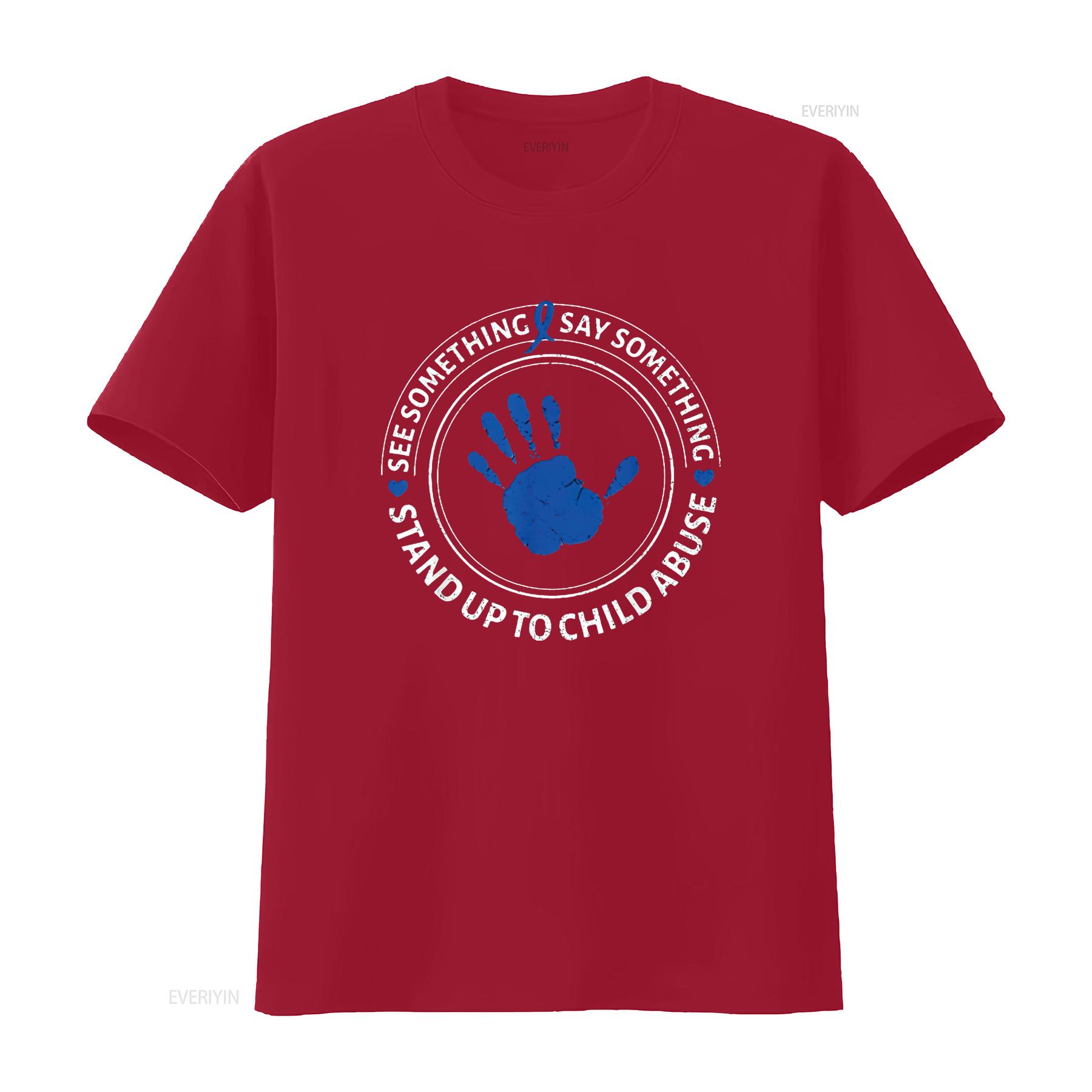 See Something Say Child Abuse Awareness Ribbon Womens T Shirt vintage Washed Comfortable Casual graphic Top For Everyday Wear S