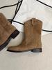 Versatile Casual Round Head Thick Heel Easy To Wear Western Boots 2025 Spring and Autumn Retro Three-color Rear Zipper Solid Color Medium Boots