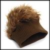 CZ291 [White Fang] Hat, Cool, Hair, Wig, Hat, Ski, Snowboard, Fur, Colorful, Men's, Women's, (Black)