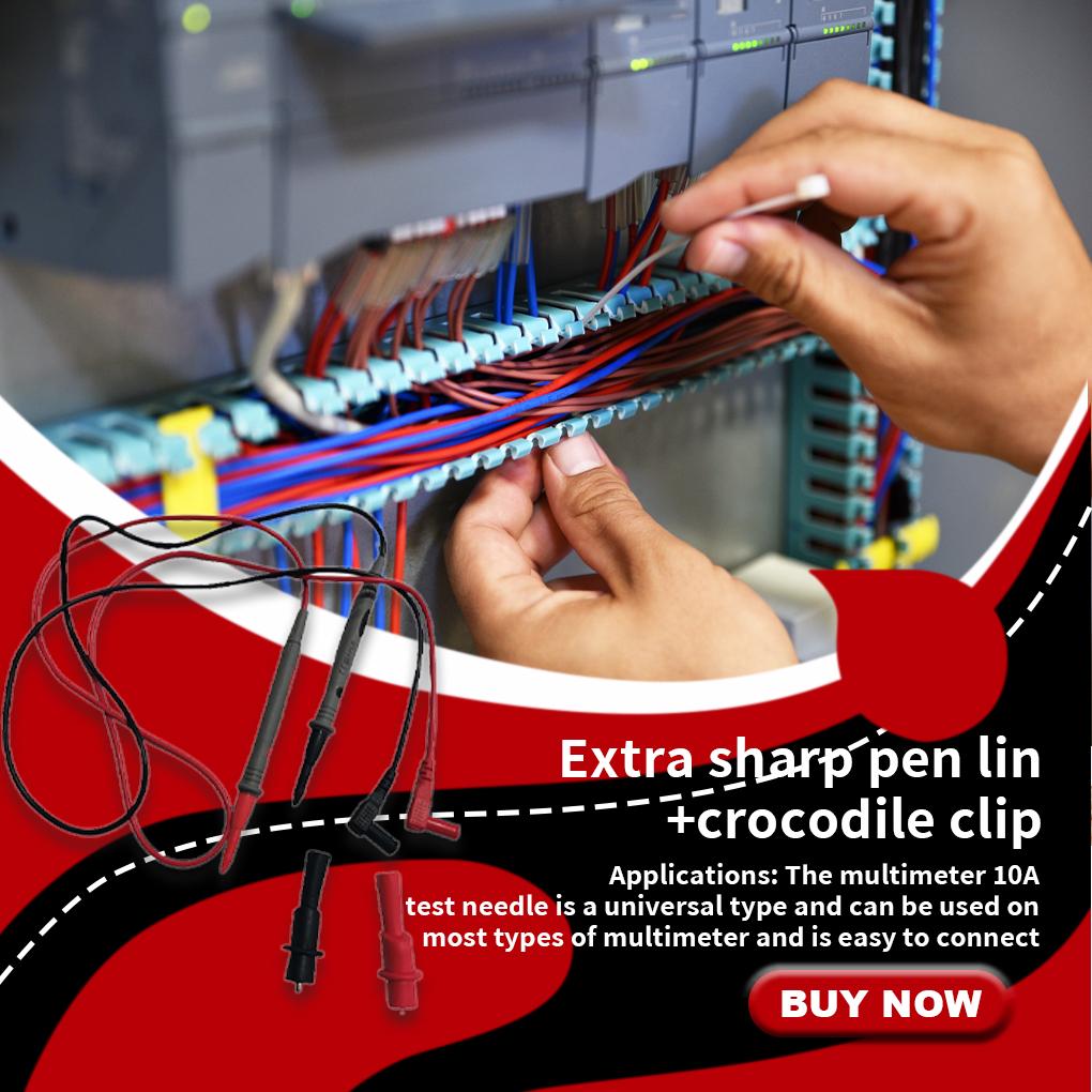 1 Pair Multimeter Test Pin Electrician Wire Pen Probe Insulated Handle Needle Professional Measurement with Clip