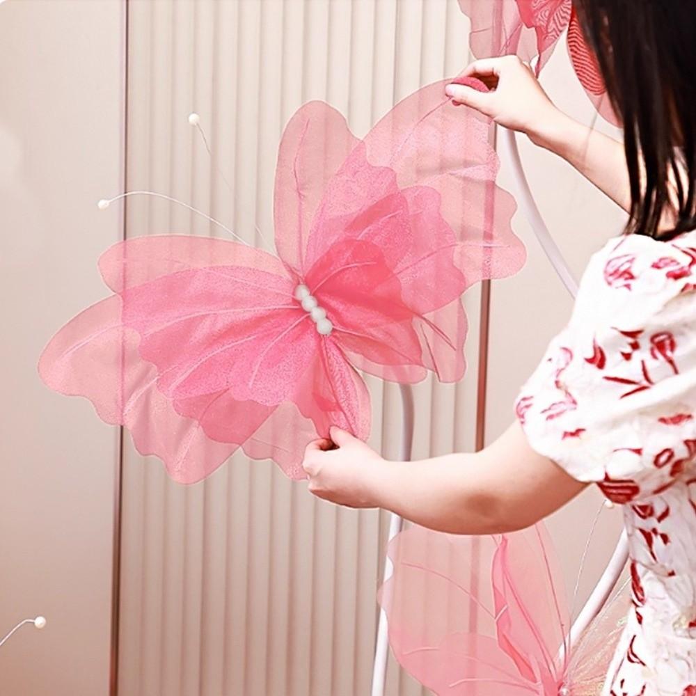 50cm Big Size Wedding Butterfly Ornament Large Simulation Hanging Gauze Butterfly  Wedding Scene