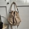 Minimalist Oxford Large Capacity Bucket Bag with Drawstring Closure ,Adjustable Strap Lightweight Crossbody Purse Casual Handbag