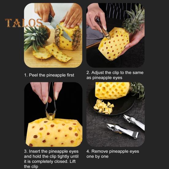 2Pcs Pineapple Eye Remover Stainless Steel Cutter Strawberry Stem Remover Ergonomic Design Rust-Resistant Tool for Kitchen Cafe Bakery