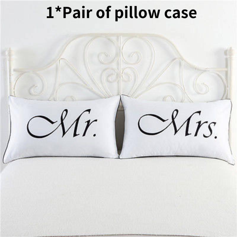 

Elegant White Polyester Pillowcase For Couples Featuring Love Designs And Crown Patterns Ideal For King Queen Beds Style F