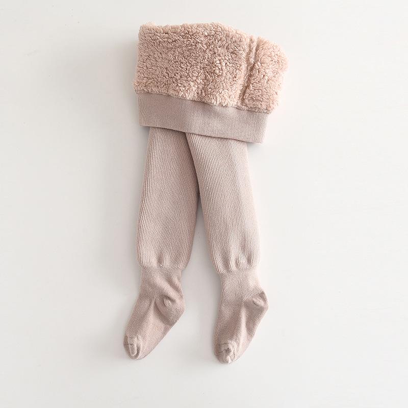 Mädchen Fleecegefütterte Herbst/Winter Strumpfhose: Warmer einfarbiger Body & Leggings für Babys