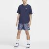 Nike Club Logo Embroidered Checkered Comfort Casual Shorts Men Bottoms Navy-Blue FN3099-410
