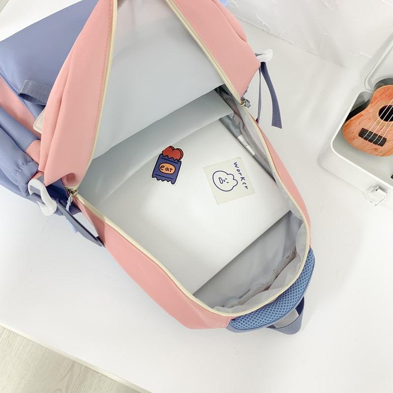 Color Block Schoolbag Women's Large Capacity Backpack Commuter College Style Backpack