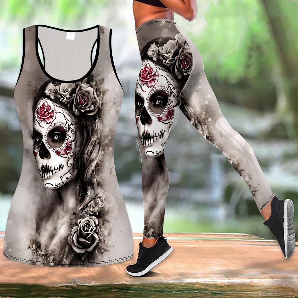 Halloweensky potlač Joga outfit pre ženy Módne legíny na cvičenie Fitness Športový neformálny joga set Športový oblek