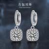 Elegant Geometric Square Drop Earrings Women Sterling With Moissanite 0.5ct Or 1ct Long Dangle Stud Jewelry