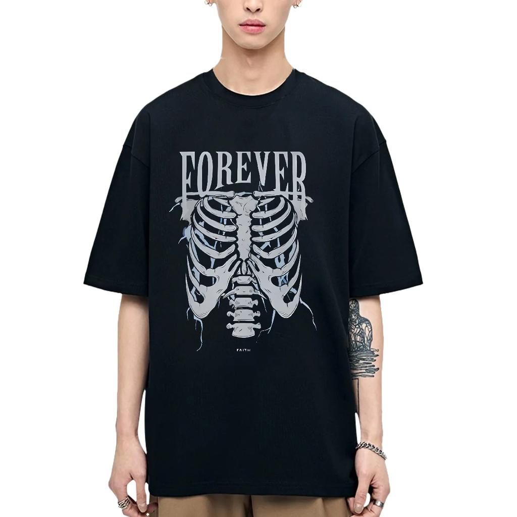 Hip hop men T-shirt Skeleton frame street short sleeve Black T Shirt High quality Loose Breathable Short sleeve New Fashion Tops