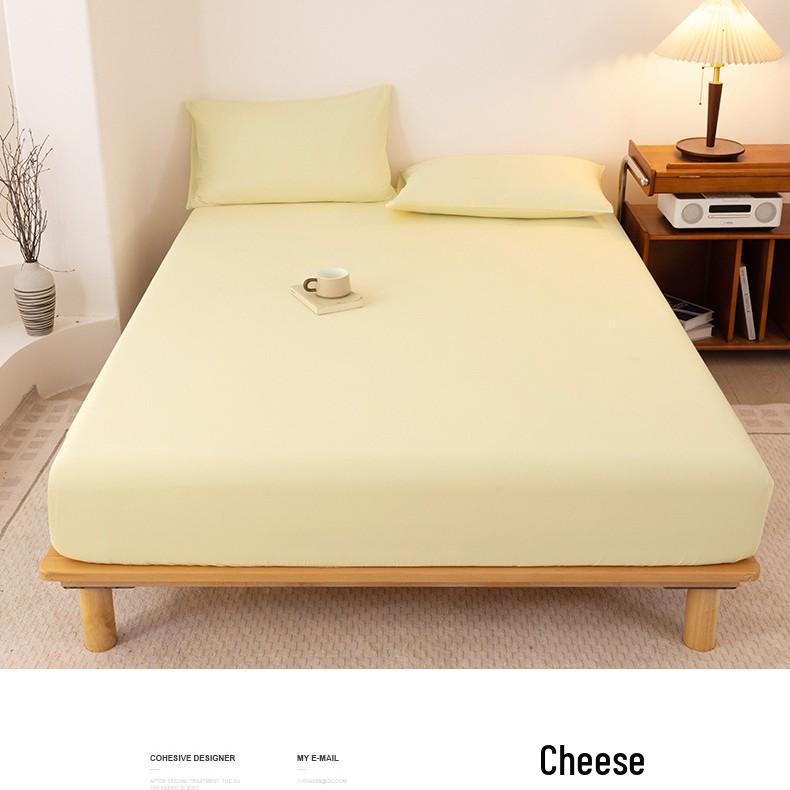 2025 Washed Flannel Solid Color Fitted Sheet: Non-Slip All-Inclusive Mattress Protector Bedspread