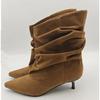 2026 Nouvelles Bottines d'Hiver Plissées à Bout Pointu pour Femmes Rétro Élégantes Designer Féminines Femmes Botas
