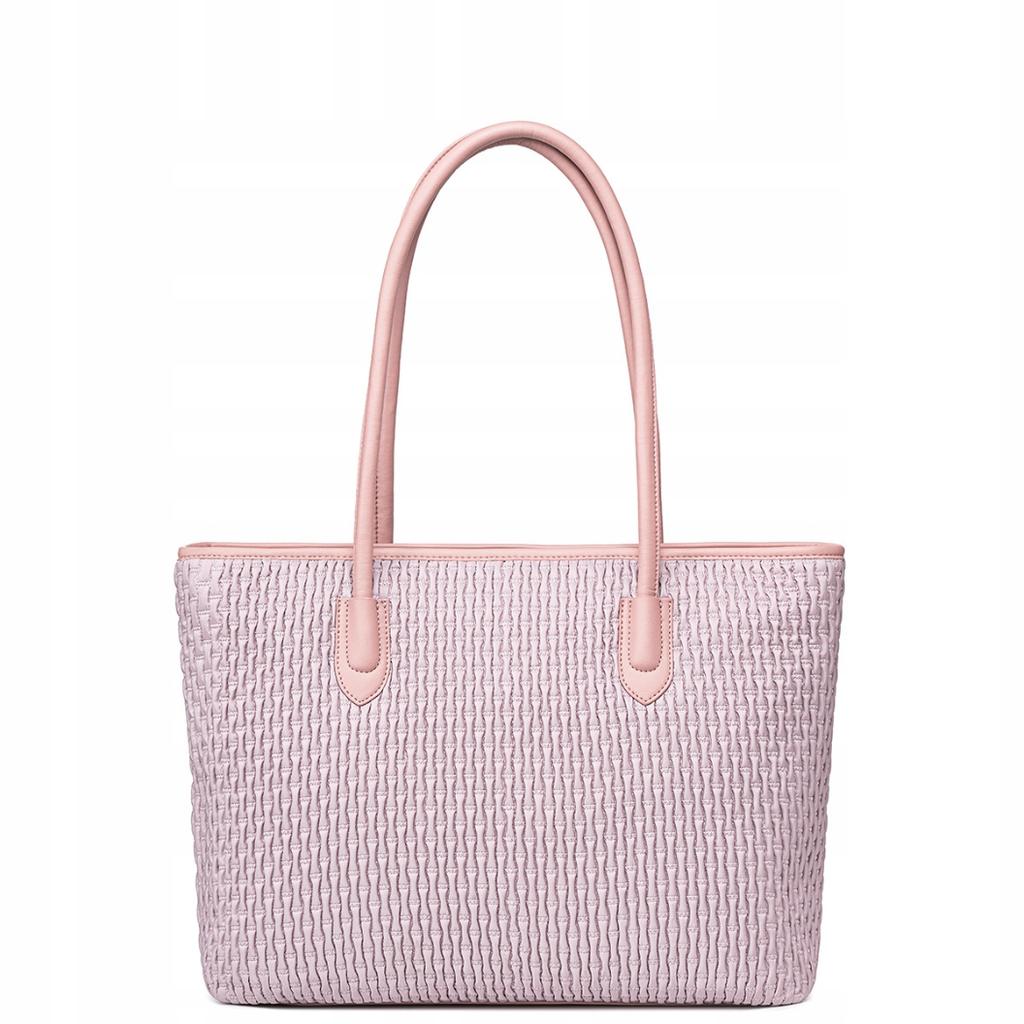 Torba damska shopper różowa na ramię 17,9 l elegancka, pojemna, na co dzień i do pracy z zamkiem. chantria cb800 pink.