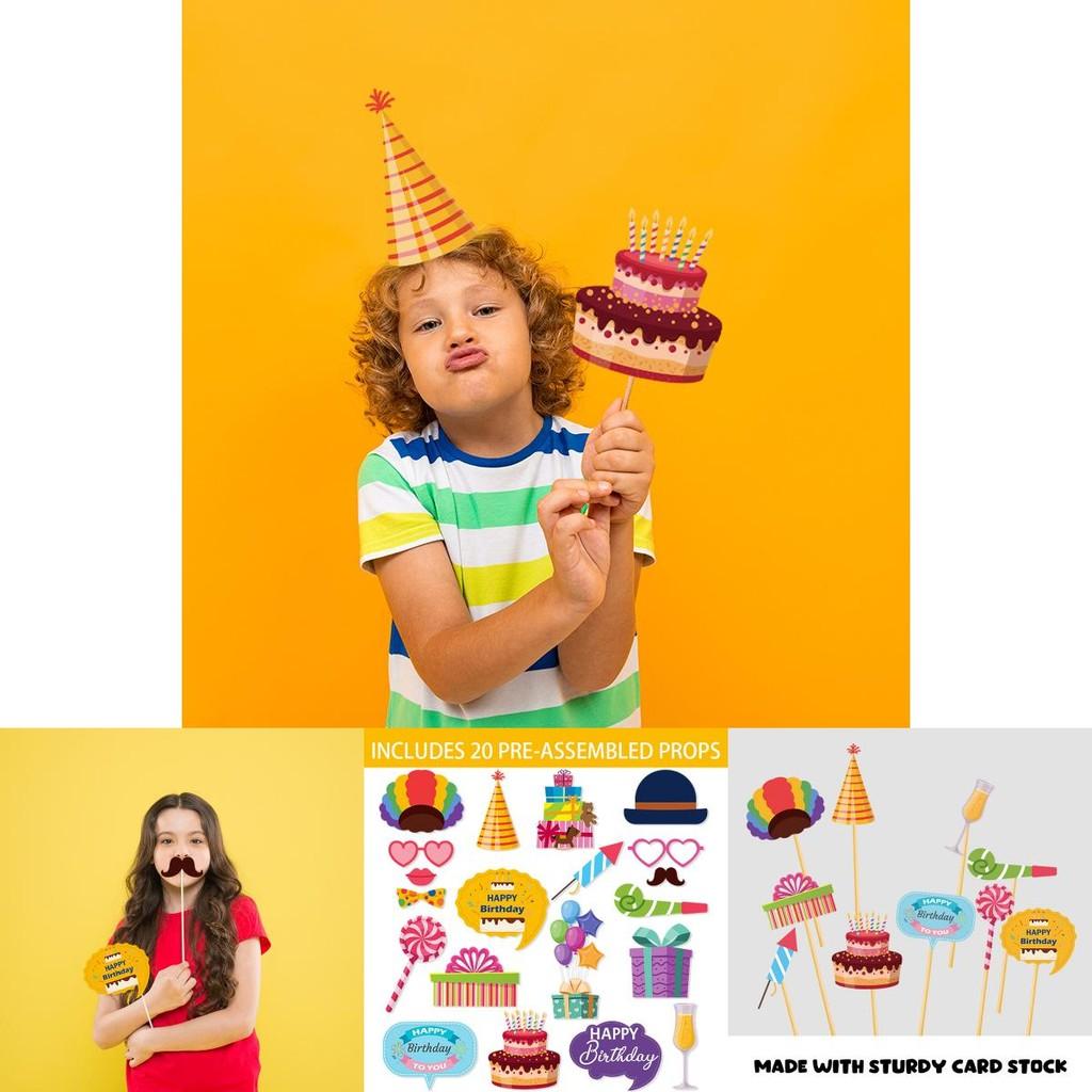 Birthday Party Photo Props Set With Funny Paper Decorations For Celebrations And Events