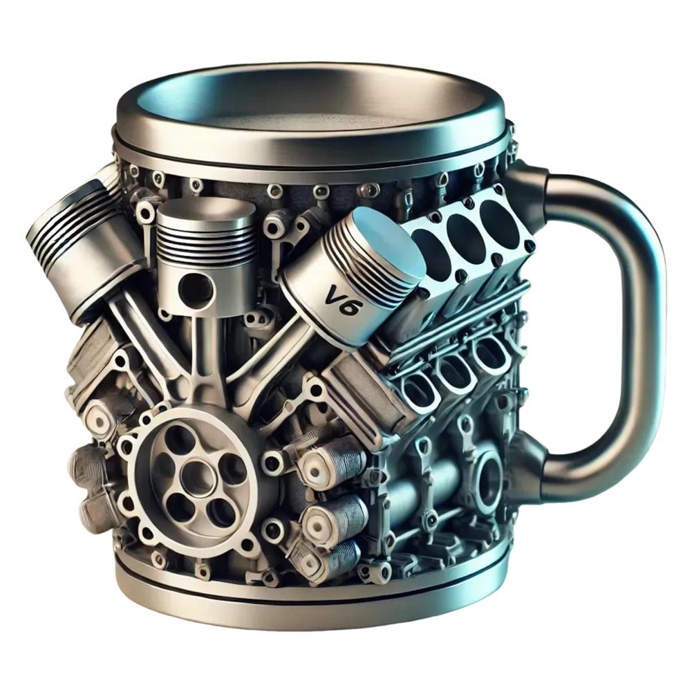 Hrnek na kávu s motivem motorů V8 Ručně vyrobený hrnek na kávu pro milovníky aut Vtipný 3D hrnek na čaj a horké nápoje s velkým objemem pro domov a kancelář