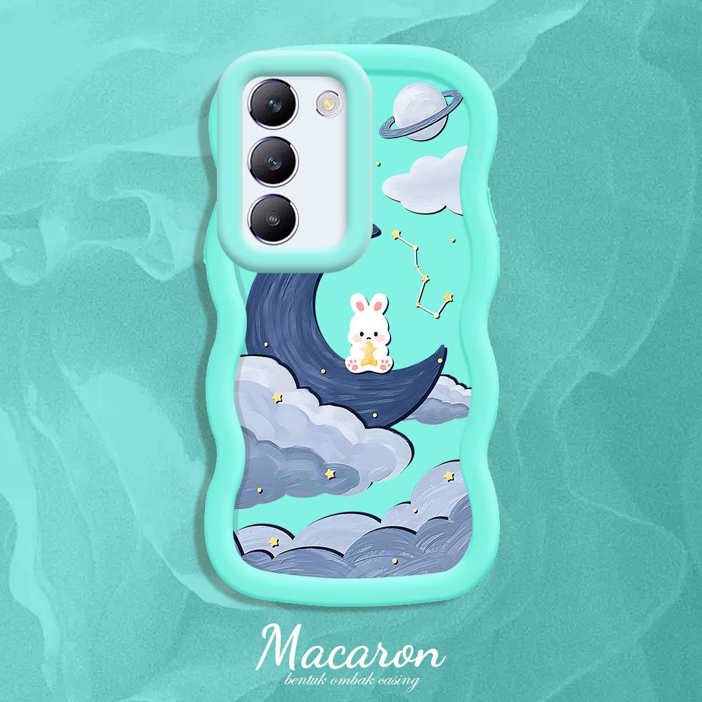 

Окрашенный узор Big Wave Edge Мягкий силиконовый материал Macaron чехол для телефона противоударный защитный резиновый чехол для OnePlus Vivo Motorola Moto Vivo Y35+ 5G синий