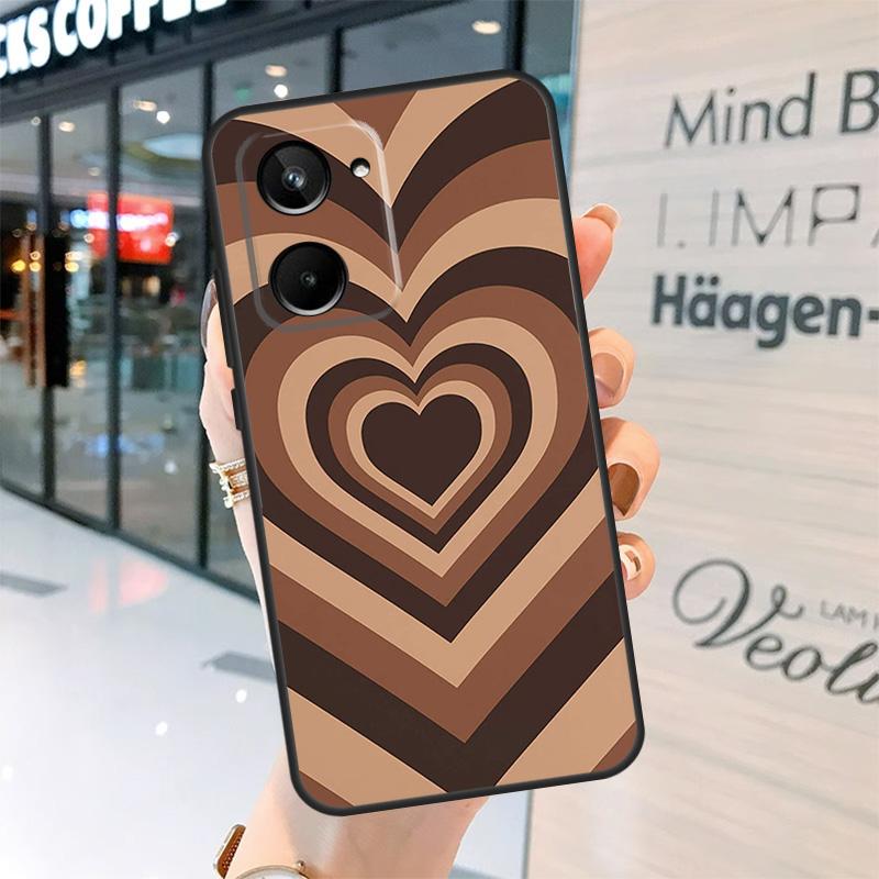 Latte Love Groovy Coffee Heart Pink Case For Realme GT7 Pro GT6 11 12 13 14 15 Pro Plus C55 C53 C35 C33 C61 C65 C67 C53 C71 C75