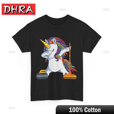 Dabbing Unicorn Curler Shirt, Curling Stone Winter Sports Lovers Funny Shirts Funny Retro Chic T Shirts Urban Unique Graphic Tee