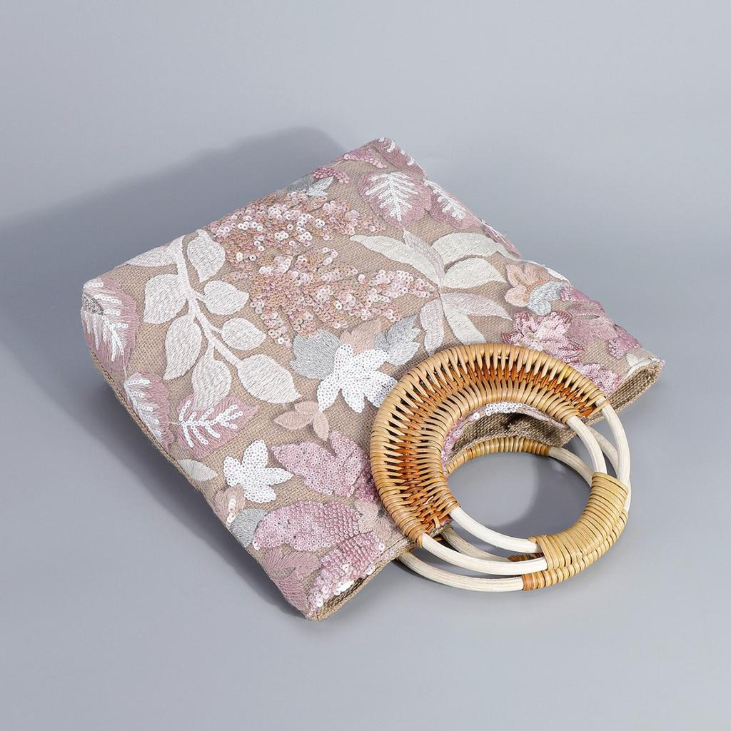 Sequin Spring and Summer Tote Bag, High-end Sense Niche Embroidered Women's Bag, Large-capacity Woven Handbag