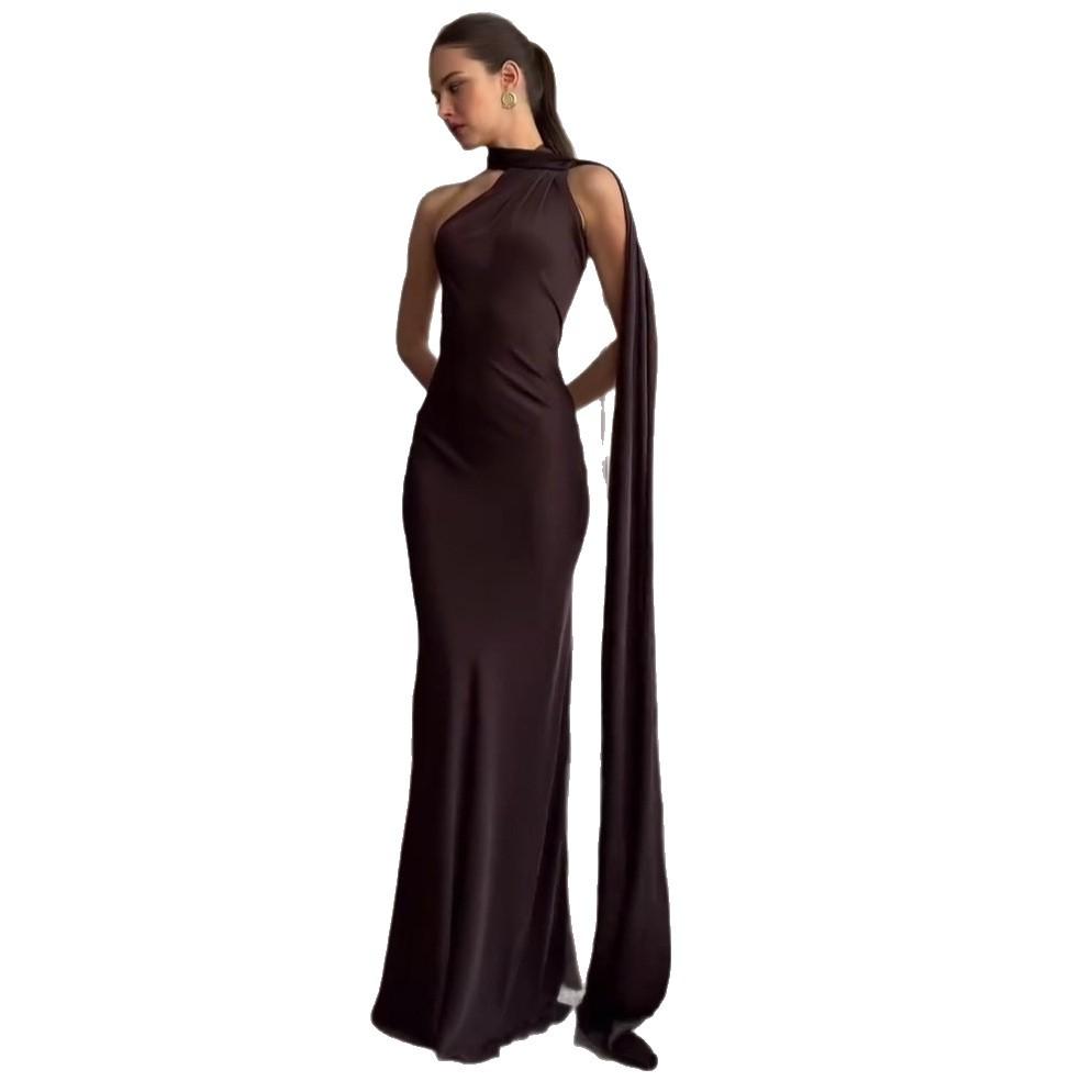 2025 Summer Trendy European & American Women's Halter Cape Slimming Dress