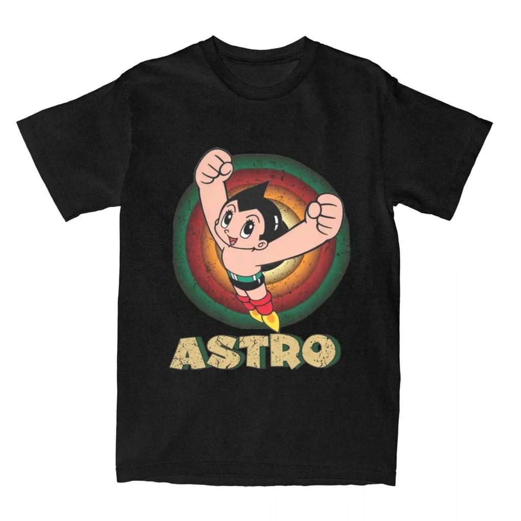 Astro Boy Vintage Anime Astroboy T-Shirts Men Novelty 100% Cotton Tees Crewneck Short Sleeve T Shirt Plus Size Clothing