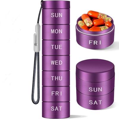 Portable Aluminium Travel Pill Organizer Waterproof Moisture Proof Pill Case 7 Day Daily Pill Box Outdoor