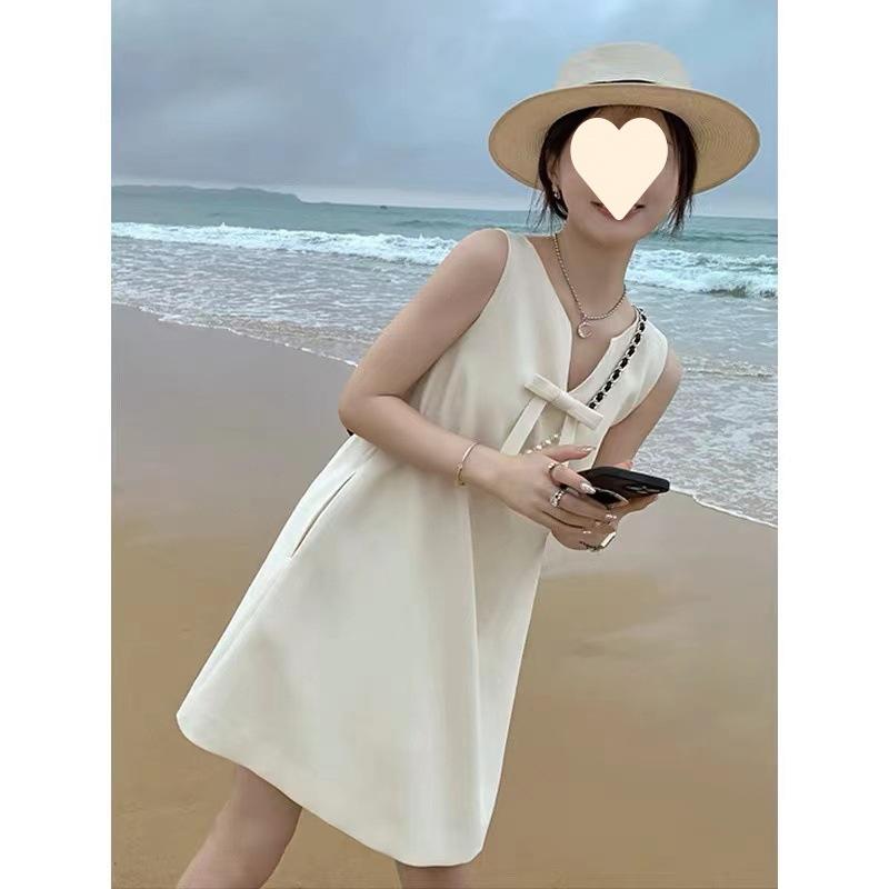 Kurzärmeliges Kleid Damen Sommer Neues Temperament Rock Ärmellos Trägerweste Rock