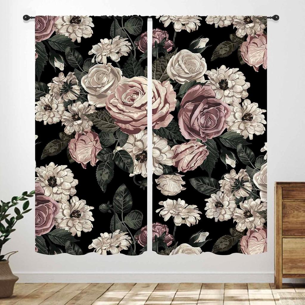 Mexican Flowers Curtains,Traditional Mexico Style Colorful Floral Cinco De Mayo Dia De Los Muertos Boho Botany Rustic Style
