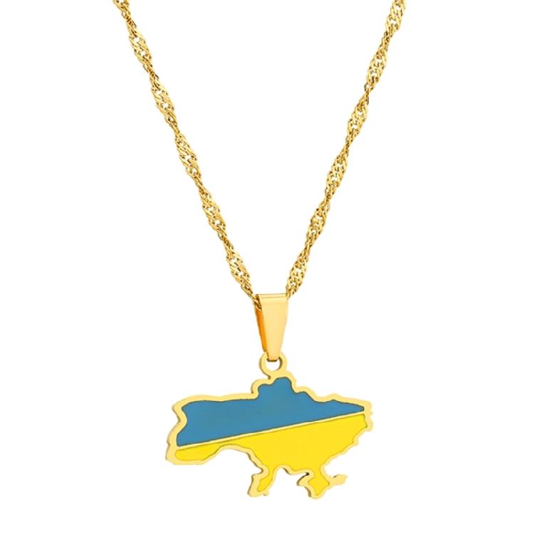 

Stainless Steel Ukraine Map Pendant Necklace Ukraine Outline Jewelry Gift 1 золотой