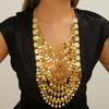 Gioielli Curdi Colore Oro Arabo Multi-strato Moneta Metallica Nappa Collana Statement Accessori Festa Donna