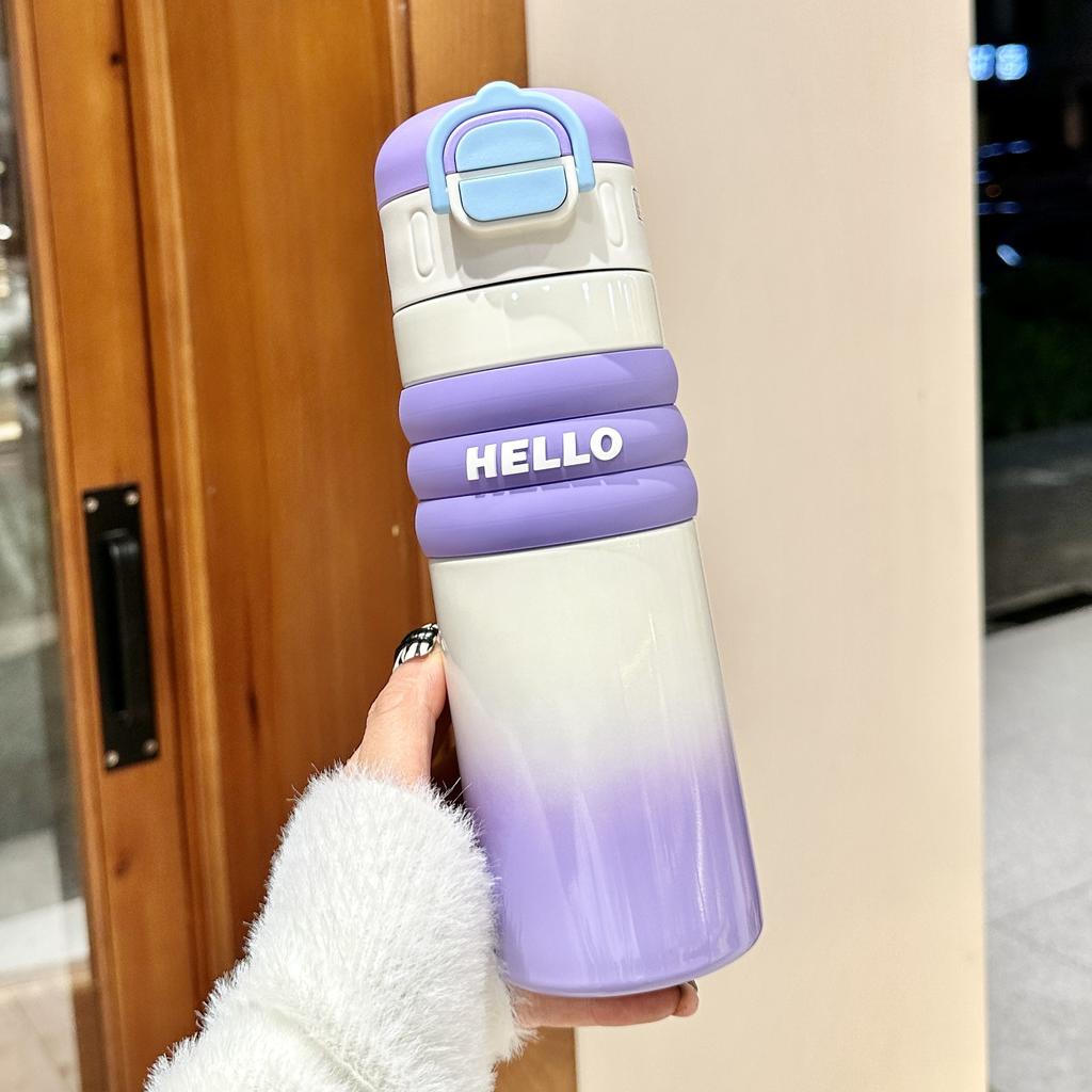 Double Drink Red Panda Large Capacity Kettle Thermos Cup Children's Cartoon Cute Straw Cup Portable Rope Water Cup