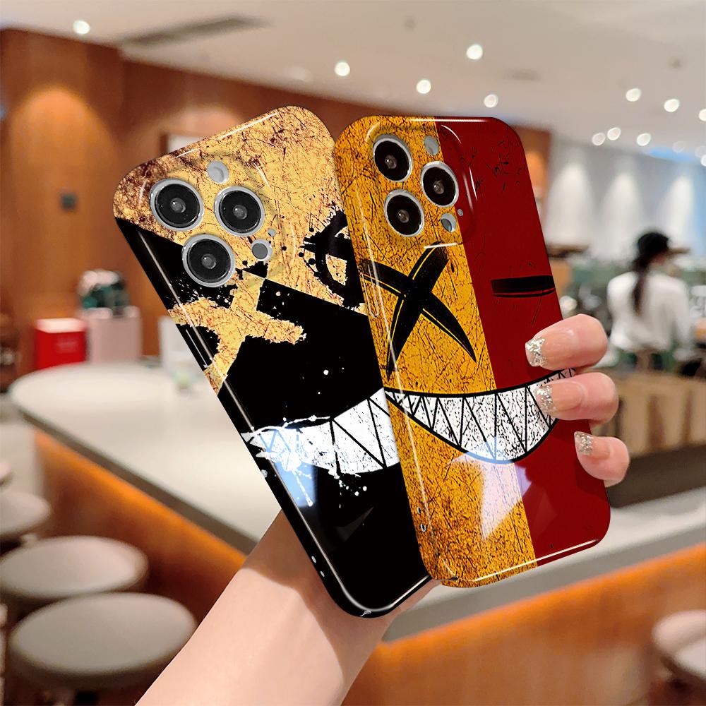 For iPhone 16 Samsung S23 S22 A23 A52 A33 Huawei Honor Xiaomi Redmi OPPO Vivo Creative Smiling Face Design Hard Full Lens Protect Phone Case Cover